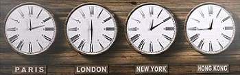 Часы показывающие разное время в городах мира